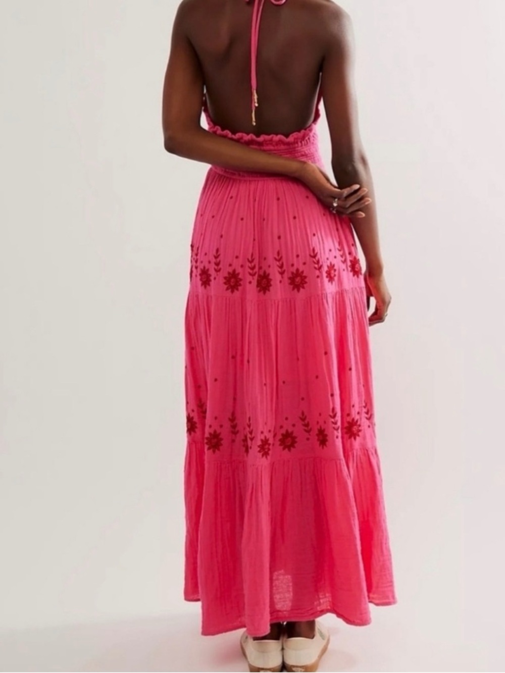 Free People Real Love Halter Maxi Dress with Floral Embroidery - NWT Size S - Picture 2 of 10